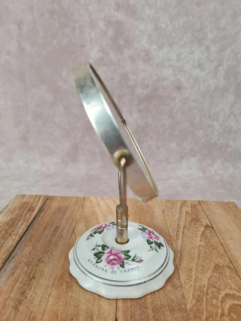Petit espelho de mesa vintage 🌸 Bergère de France – Porcelana e latão – photo 4